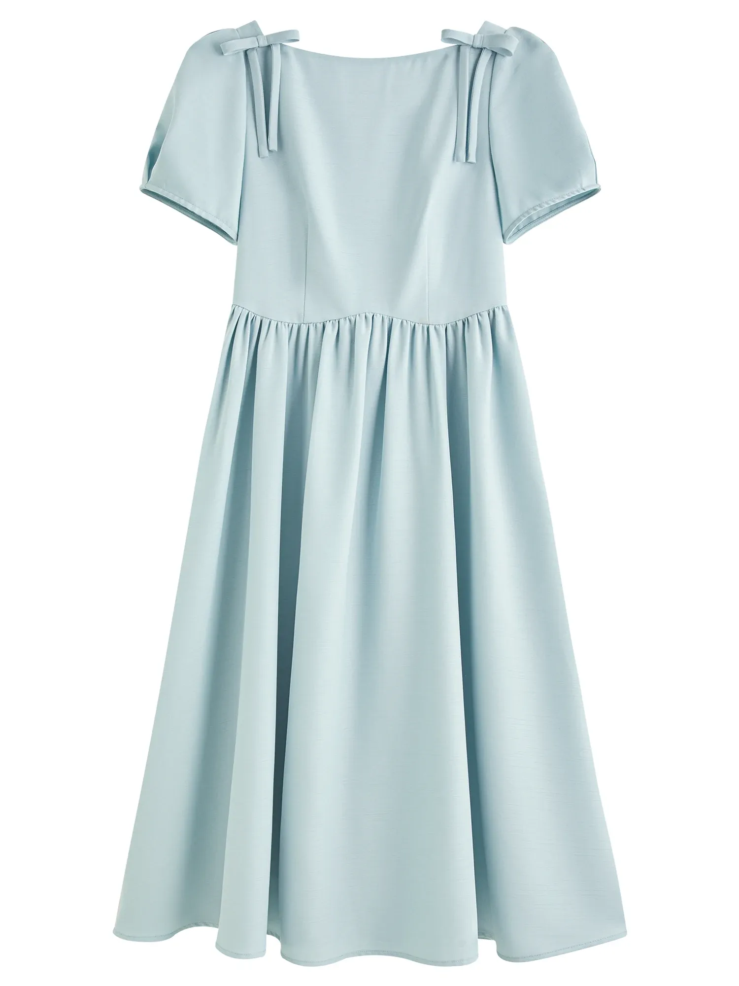 Robe midi FANSILANEN à col carré et nœud, coupe cintrée été 2025