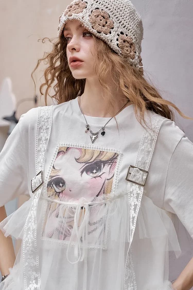 Robe longue deux pièces ELFSACK à maille imprimée, esprit princesse d’été