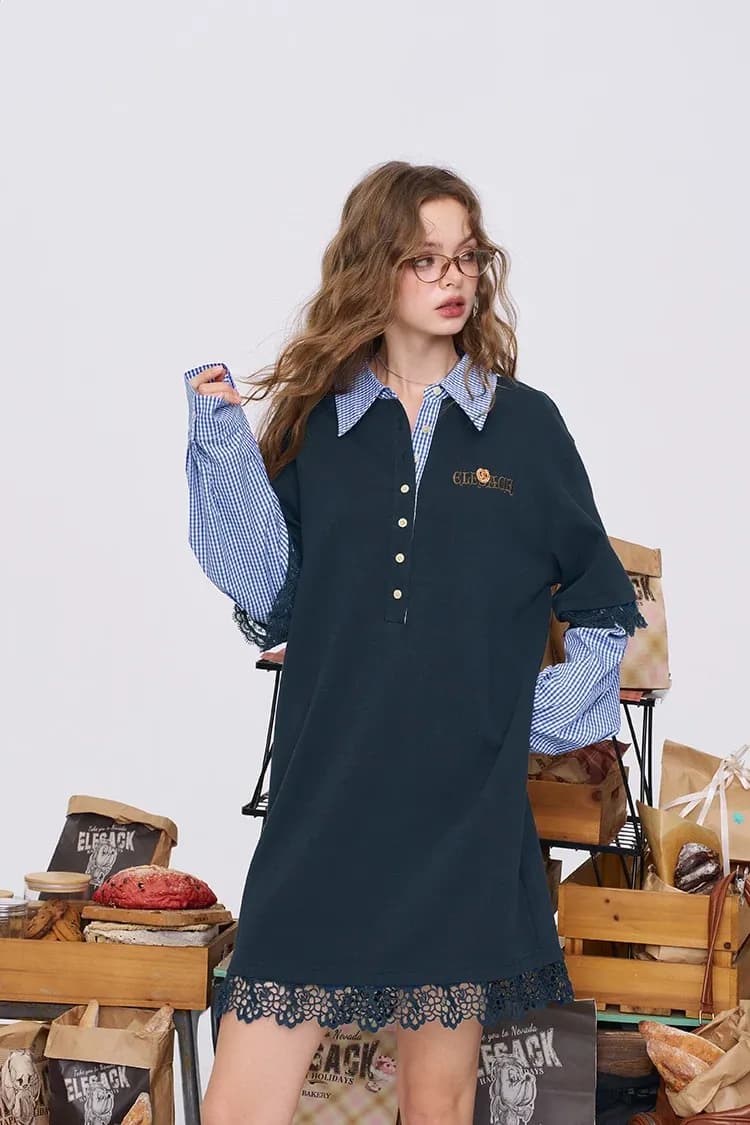 Robe chemise académique à faux deux-pièces ELFSACK