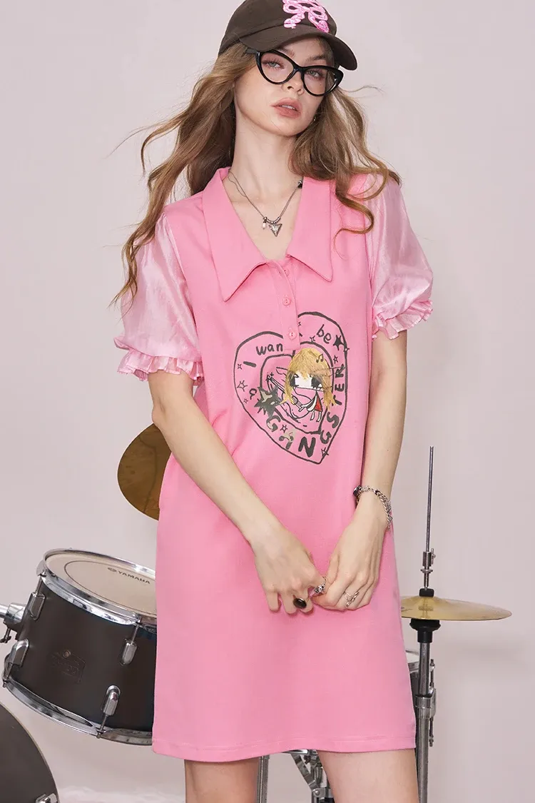 Robe polo imprimée d’été ELFSACK à coupe A