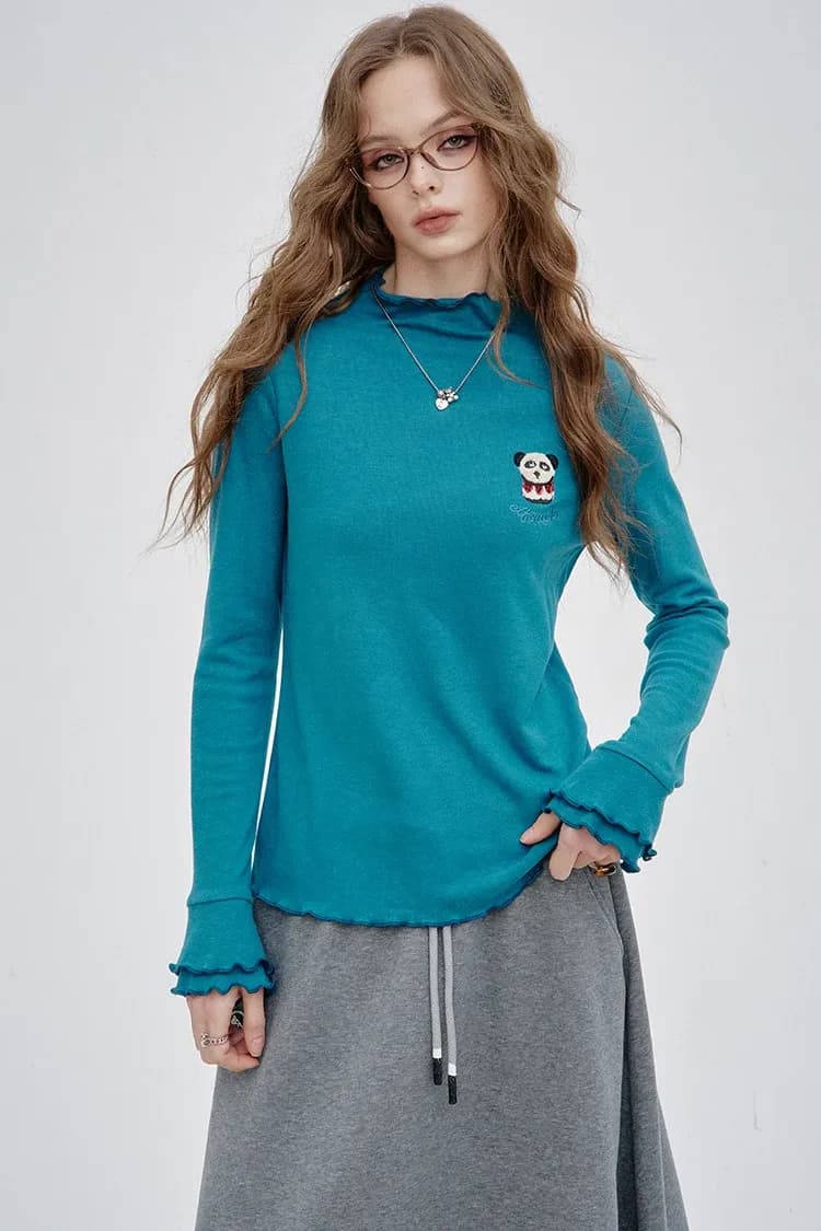 T-shirt hiver ELFSACK brodé à manches volantées