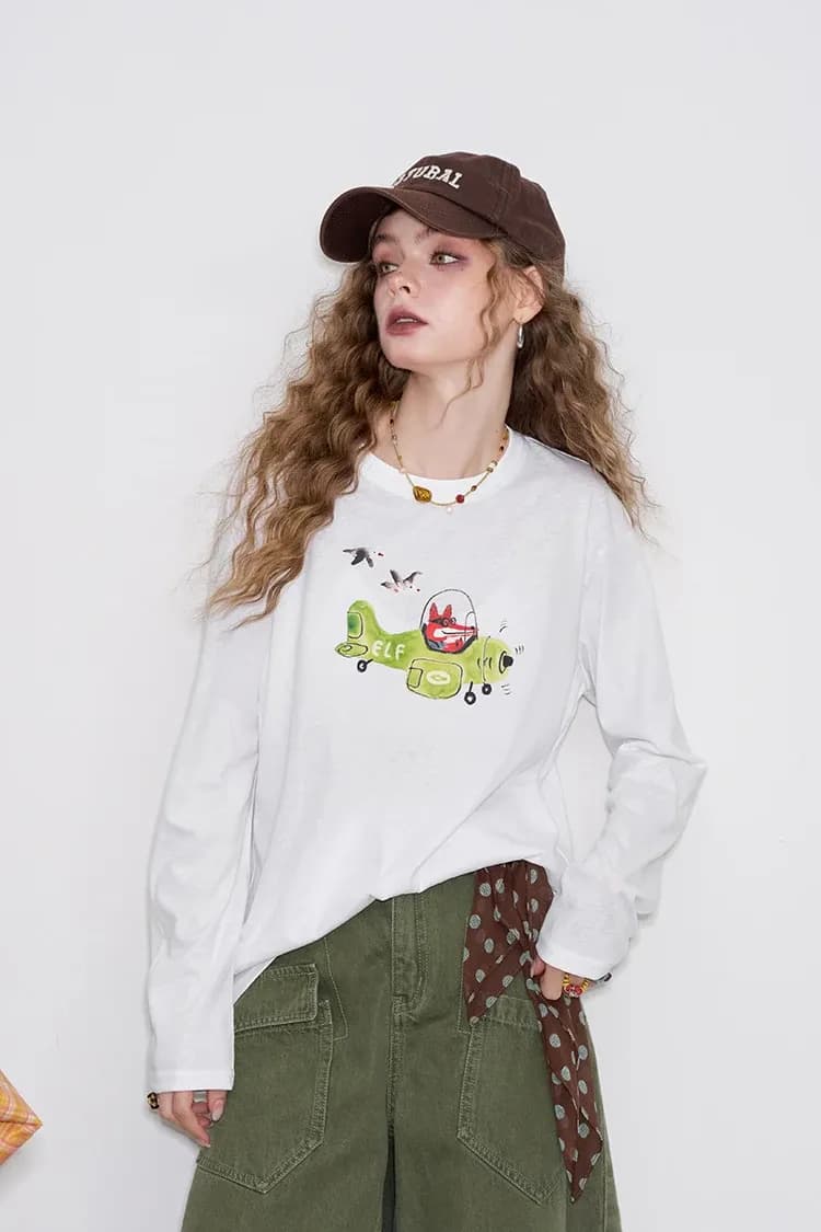 T-shirt oversize graphique ELFSACK à col oblique