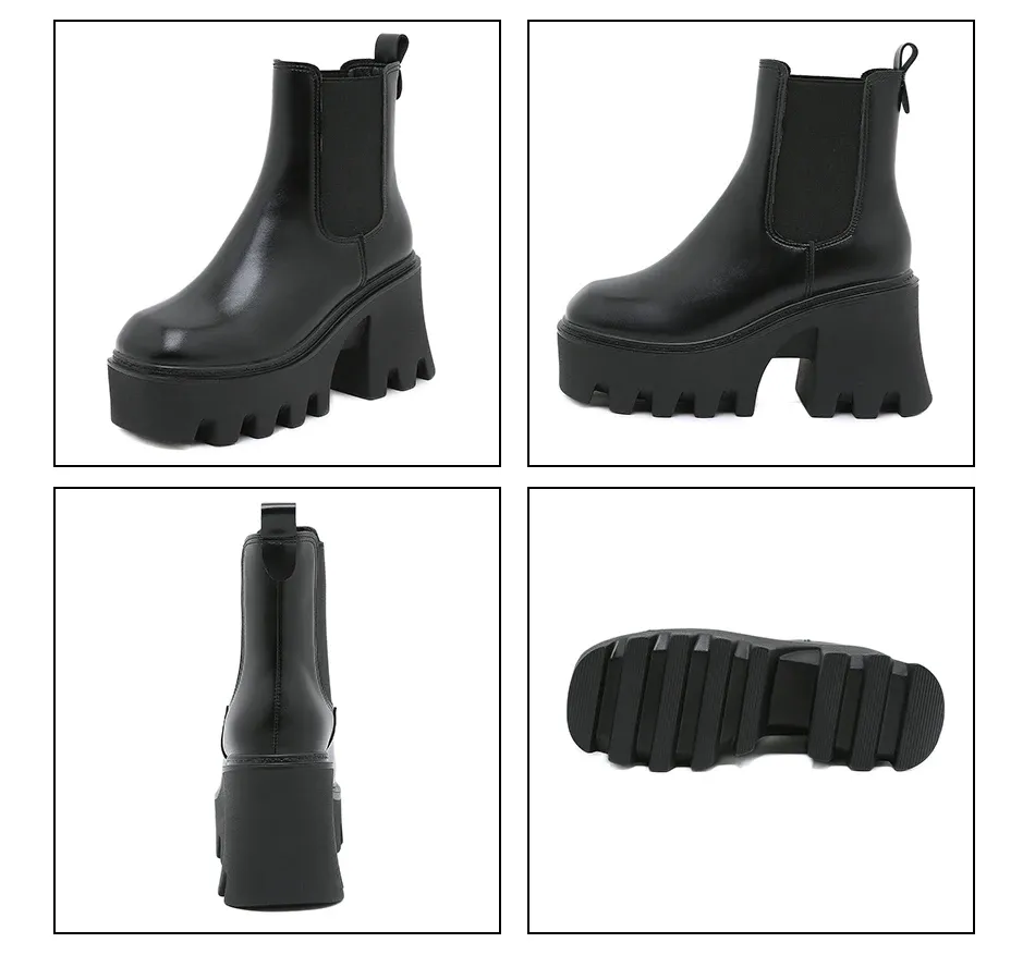 Bottines à plateforme rétro et talon carré Gdgydh