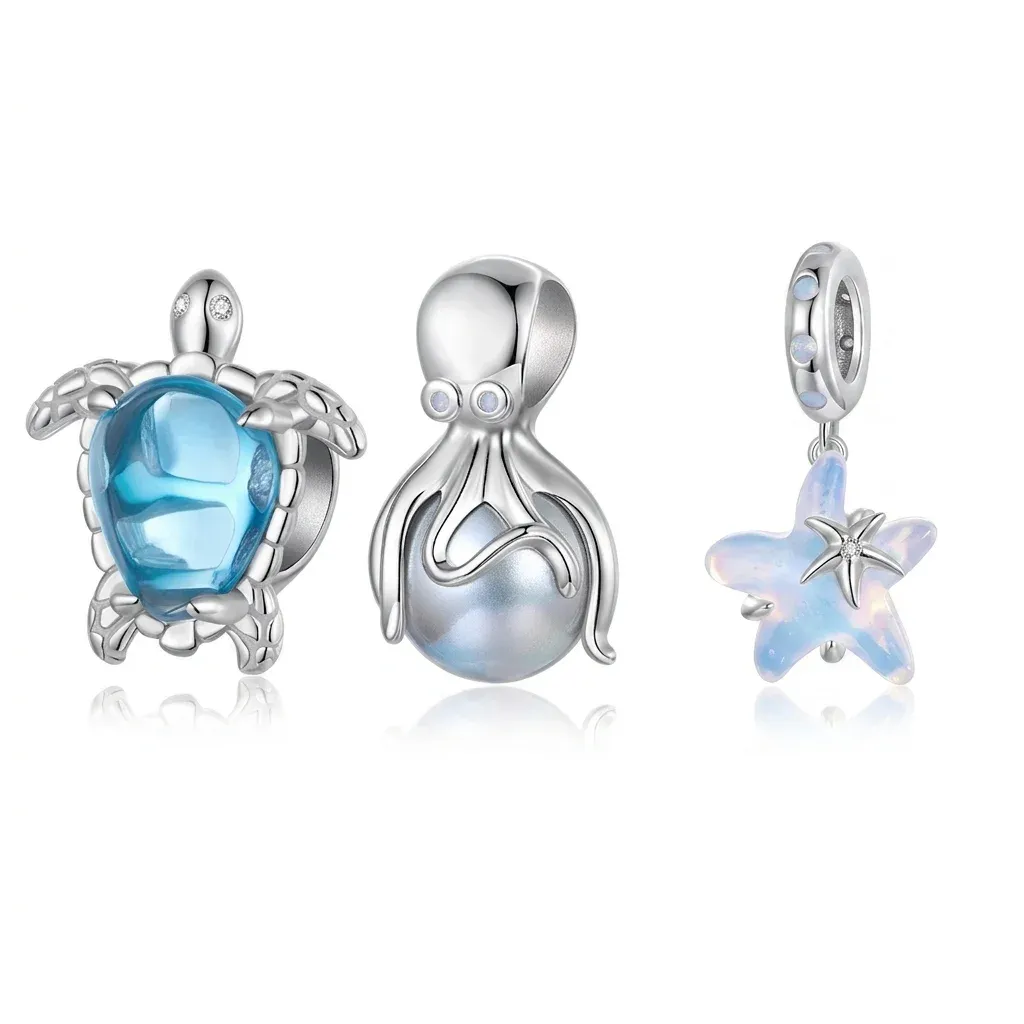 Charms marins Bamoer argent et zircon bleu