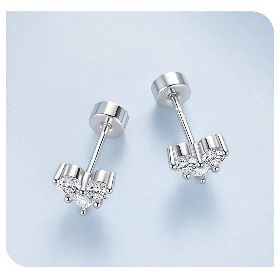 Boucles d’oreilles cœur en argent 925 Bamoer avec zircon