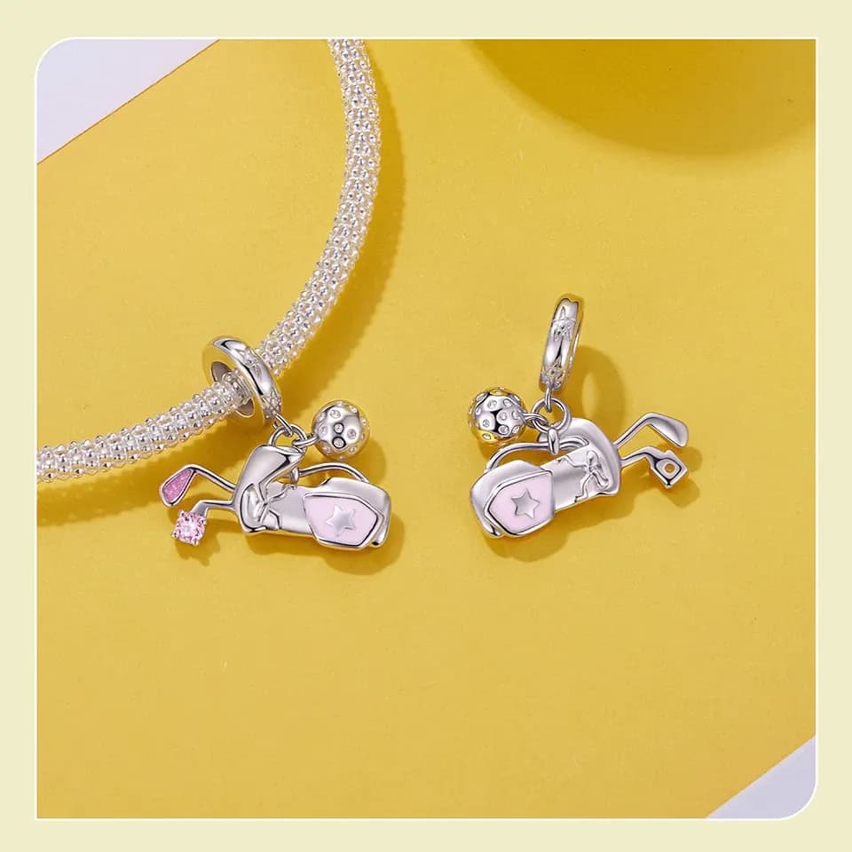 Breloque volley rose en argent 925 Bamoer pour bracelet