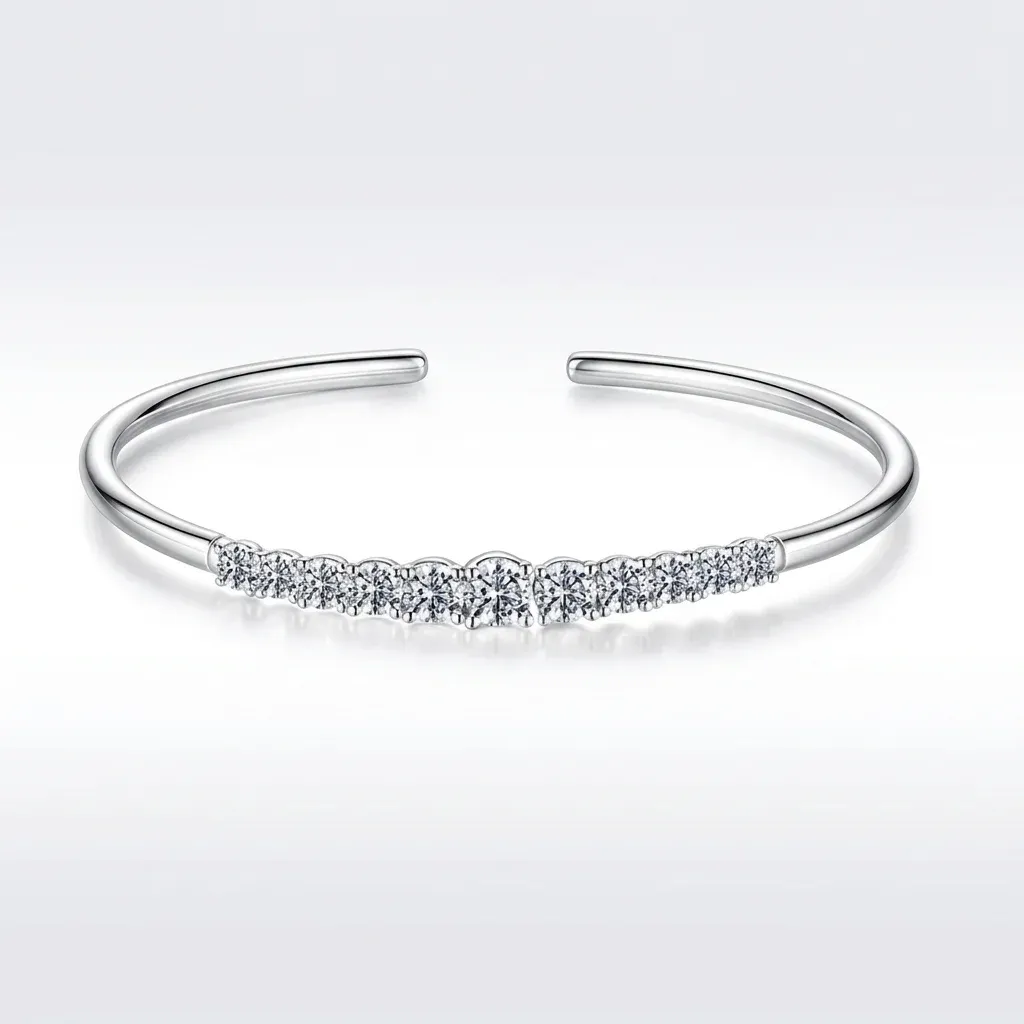 Bracelet manchette en argent 925 et moissanite certifiée Bamoer