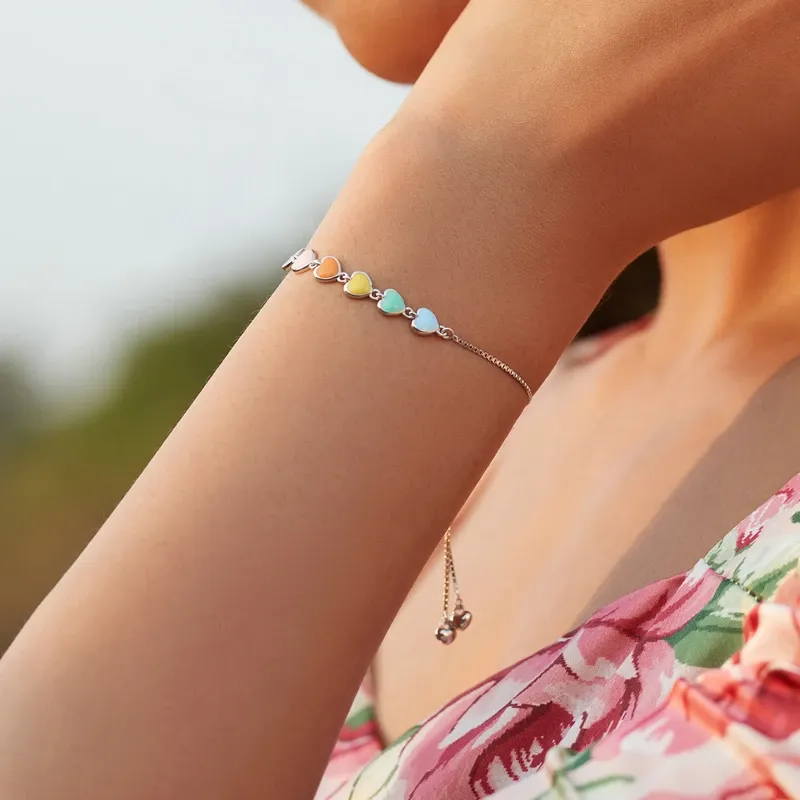 Bracelet cœur multicolore en argent 925 Bamoer