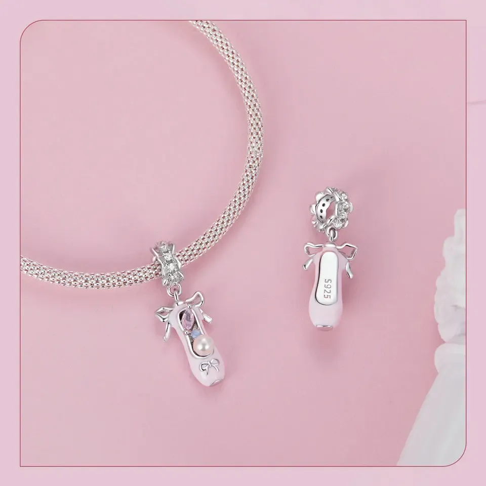 Breloque ballerine en argent 925 Bamoer pour bracelet DIY