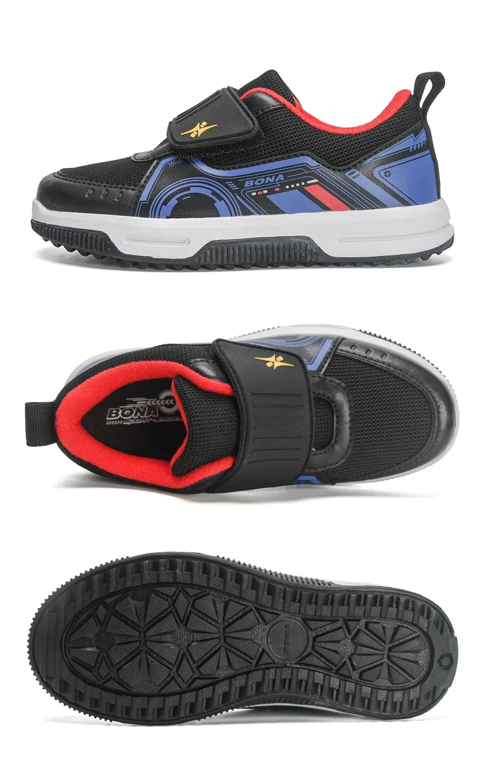 Baskets enfant BONA en cuir respirant à scratch