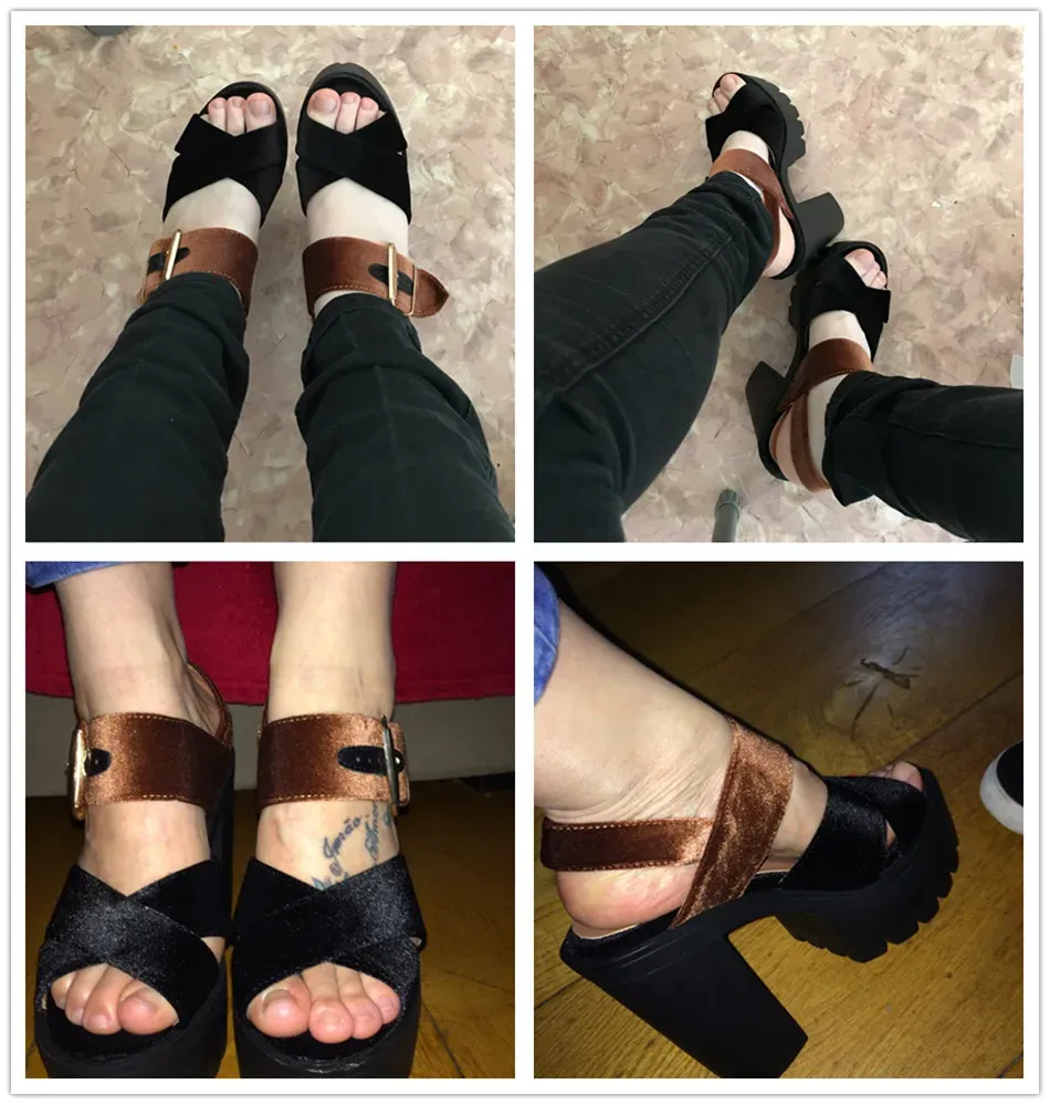 Sandales à plateforme Gdgydh à talon carré et bride boucle