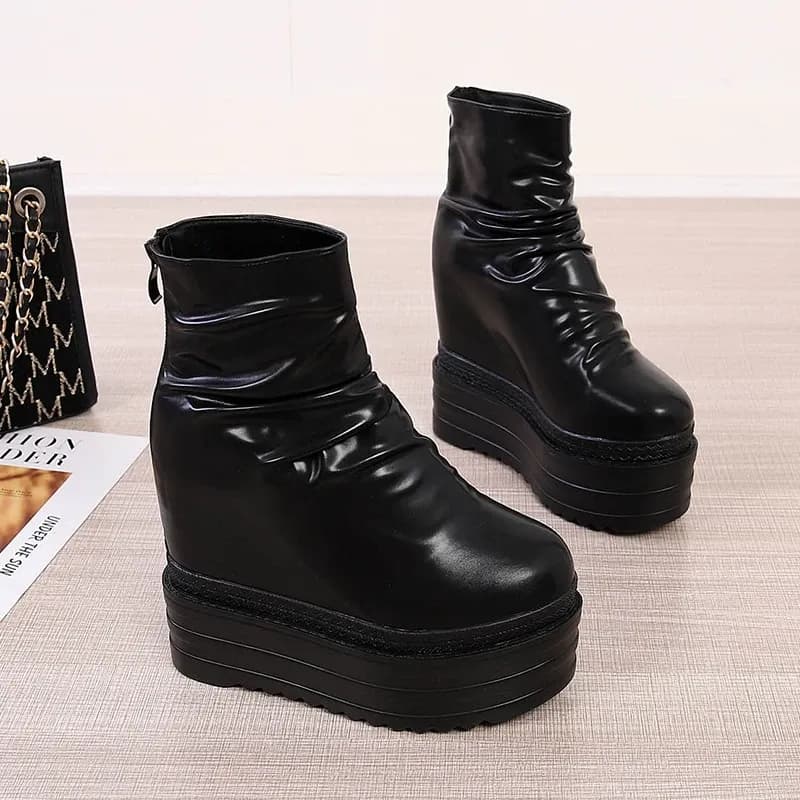 Bottines Chelsea compensées à zip et plis Gdgydh