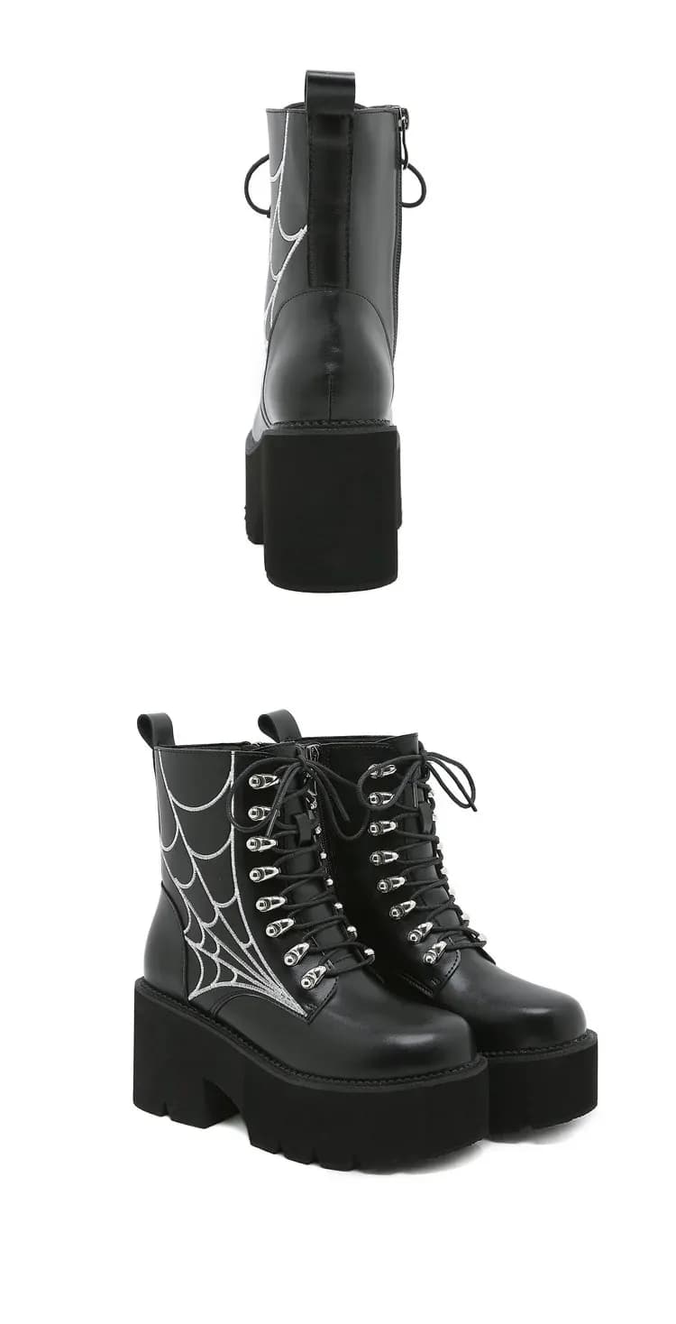 Bottes mi-mollet punk à rivets et plateforme Gdgydh