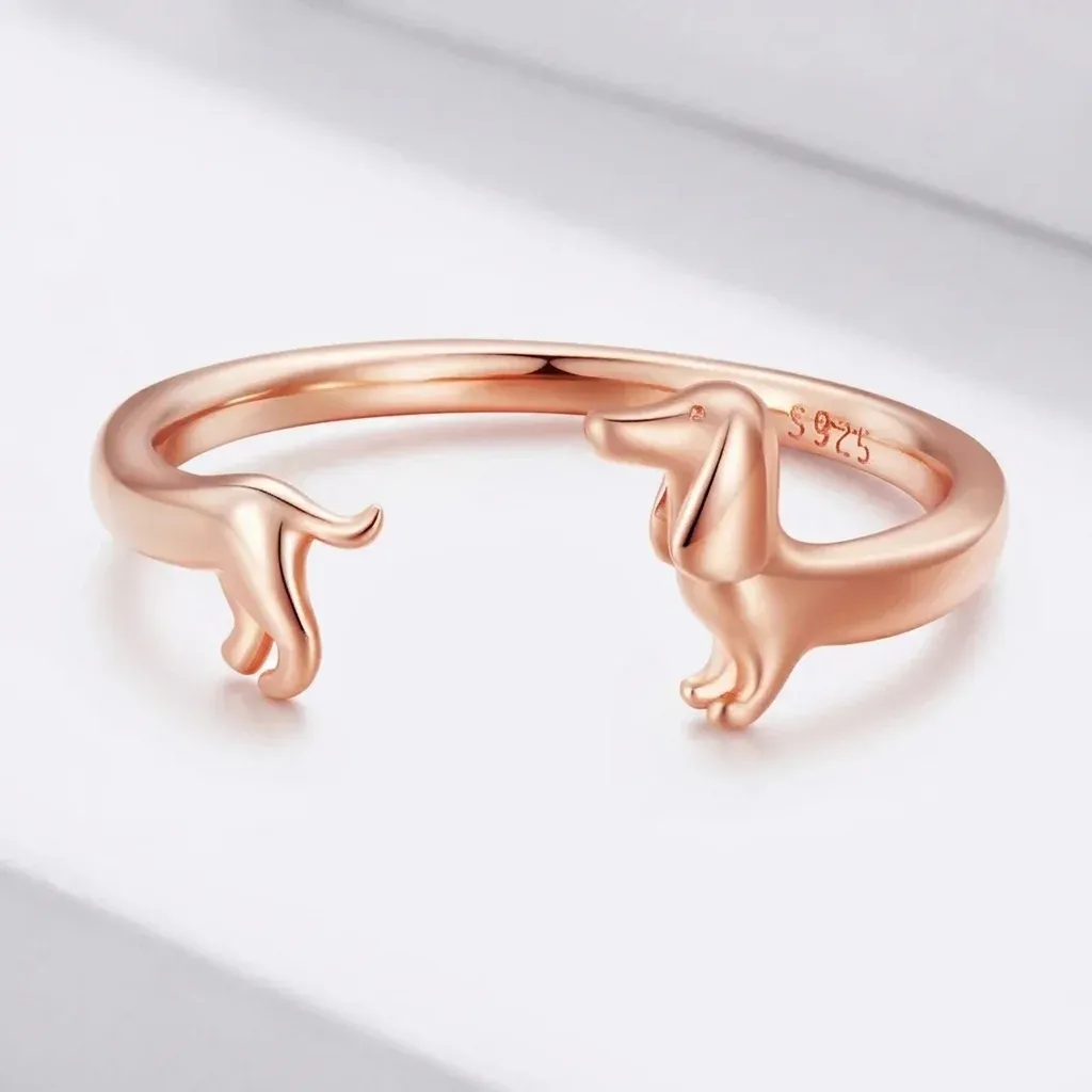 Bague ouverte teckel en argent 925 réglable Bamoer