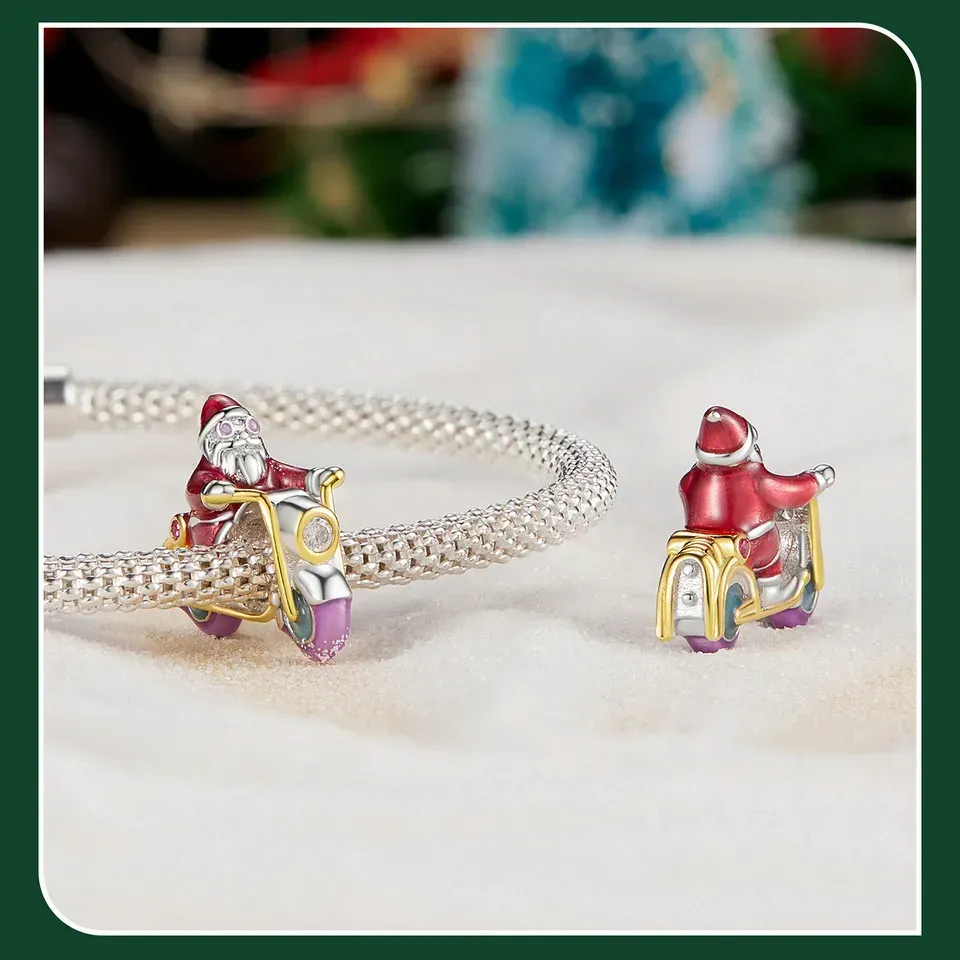 Charm de Noël Père Noël en argent 925 et zircon