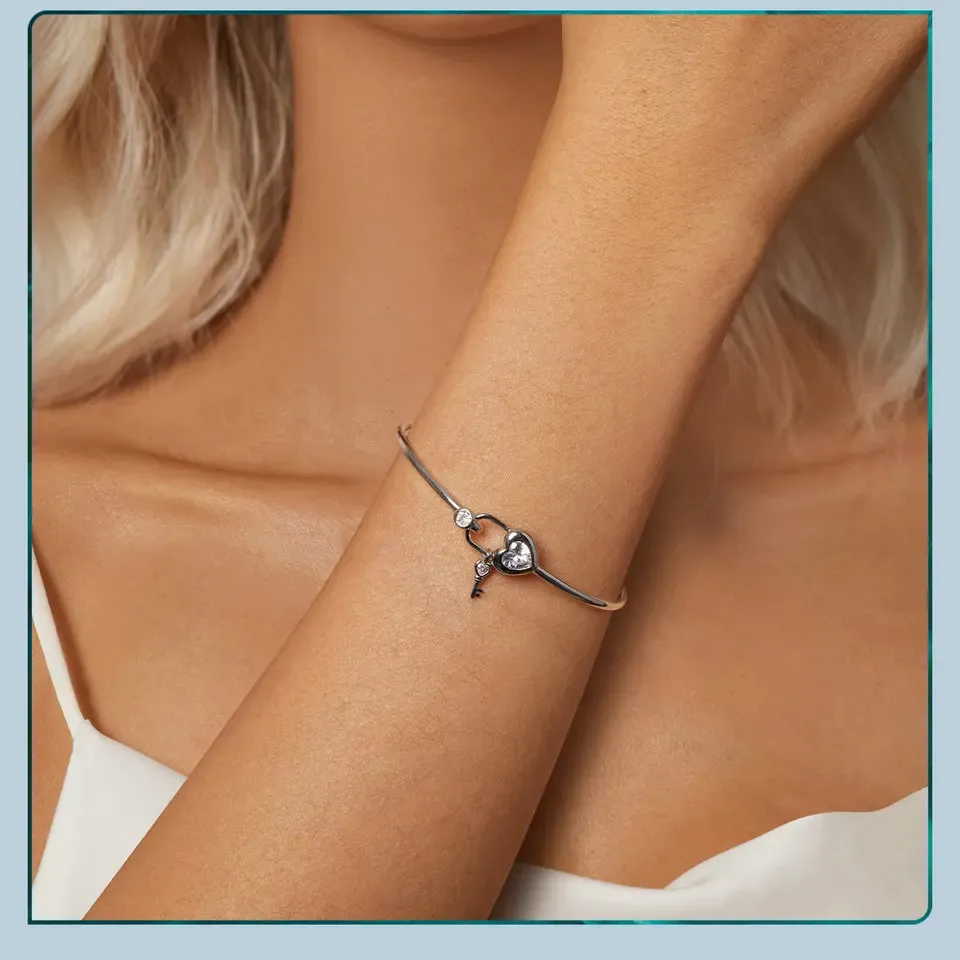 Bracelet chaîne en argent 925 avec fermoir cœur ajustable Bamoer