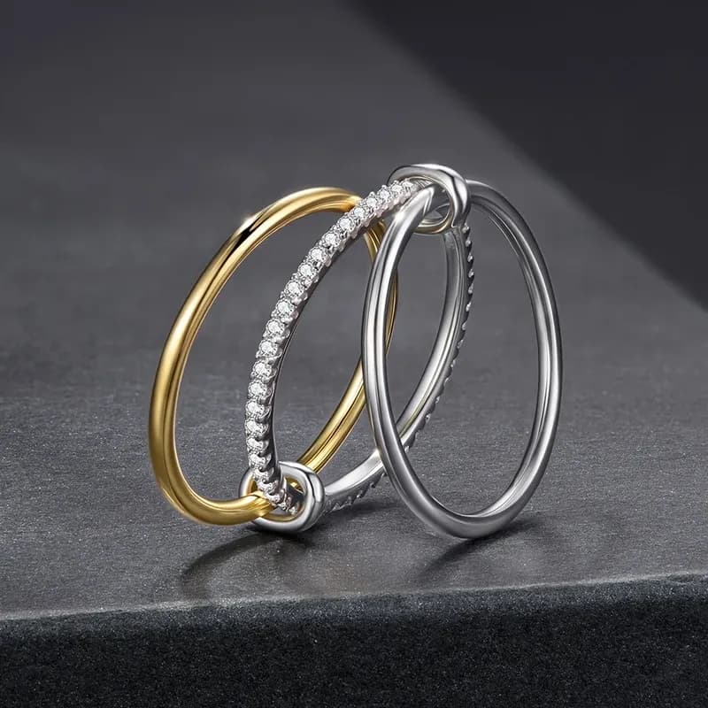 Bague trilogie en moissanite 925 certifiée Bamoer U