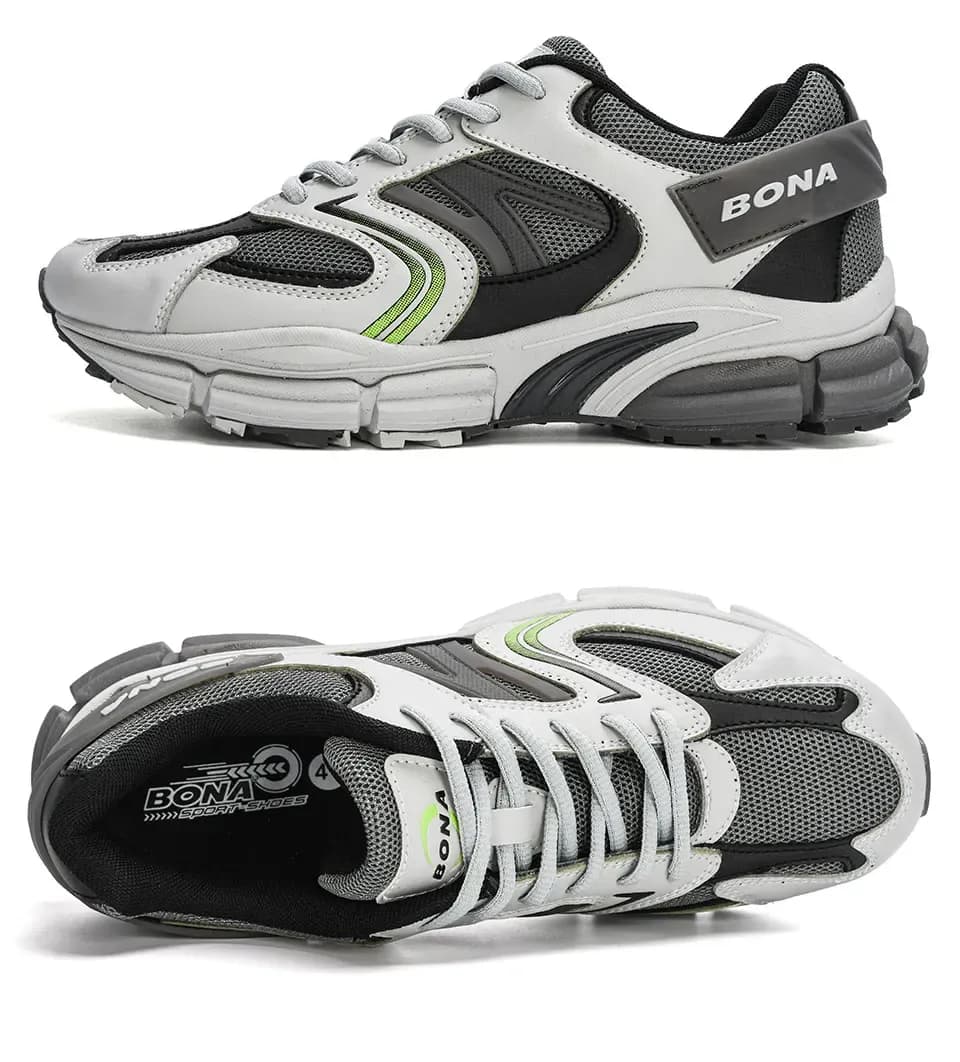 BONA 36279 : baskets légères en cuir et mesh pour marche et running