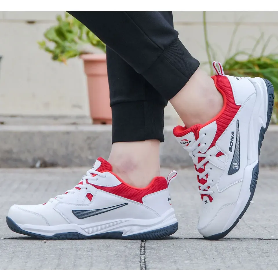 BONA Chaussures de tennis respirantes pour homme, style course et marche