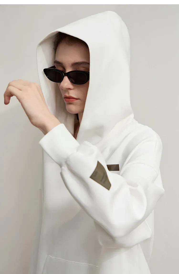 Sweat à capuche AMII loose imprimé coton pour femme