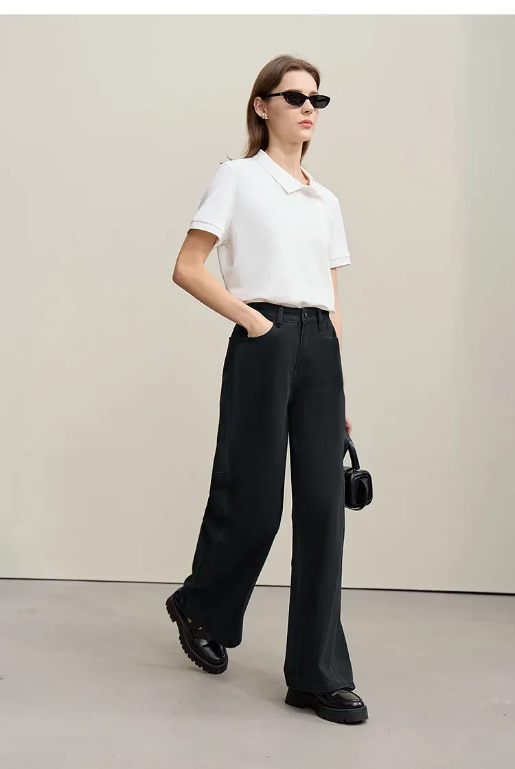 Jean large rétro en coton AMII pour femme