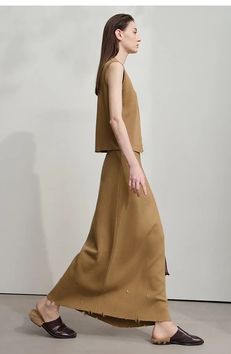 Gilet en maille AMII à col V et coupe ample pour femme