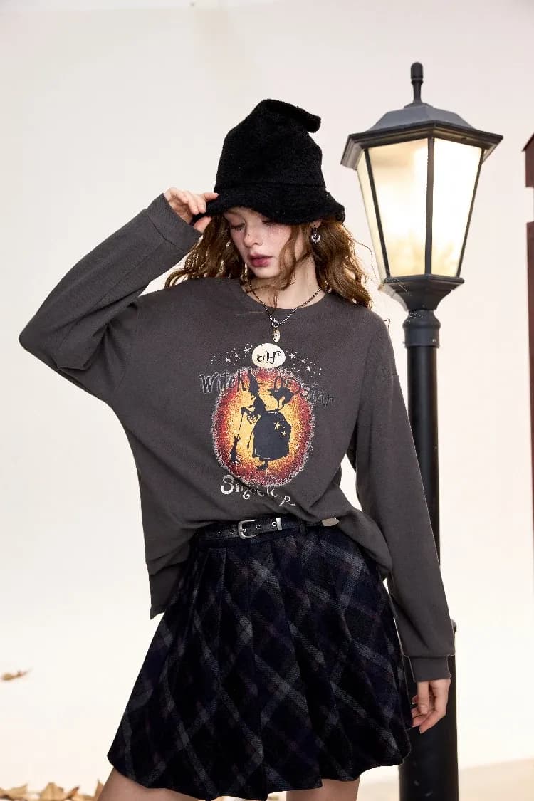 T-shirt manches longues ELFSACK à imprimé sorcière rétro