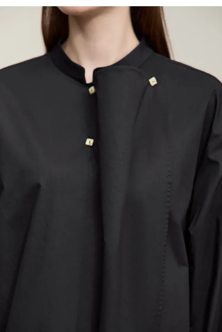 Robe chemise asymétrique AMII en coton à col montant