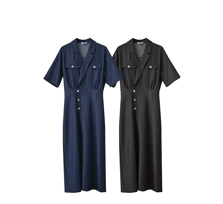 Robe chemise droite AMII en denim souple pour bureau