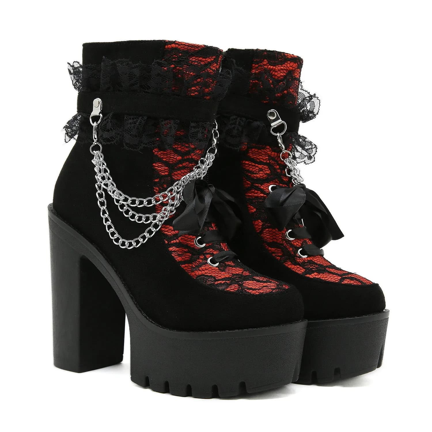 Bottines gothiques vintage à plateforme et talon carré Gdgydh