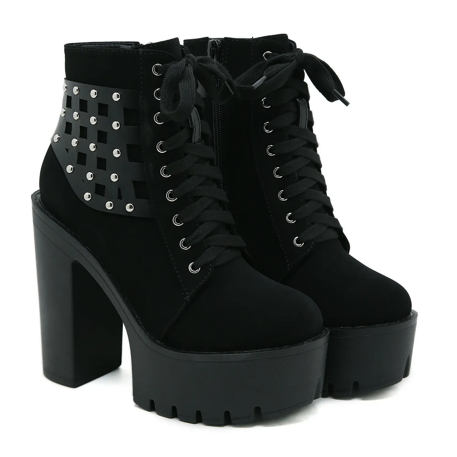 Bottines punk à plateforme et rivets Gdgydh pour femme