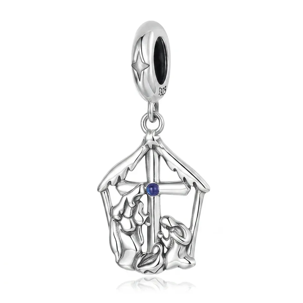 Pendentif Nativité Jésus argent 925 bleu