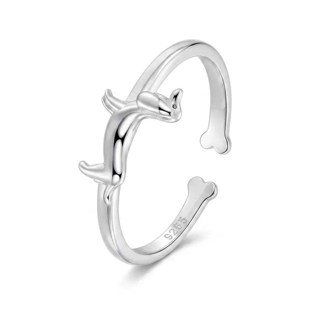 Bague teckel ouverte en argent 925
