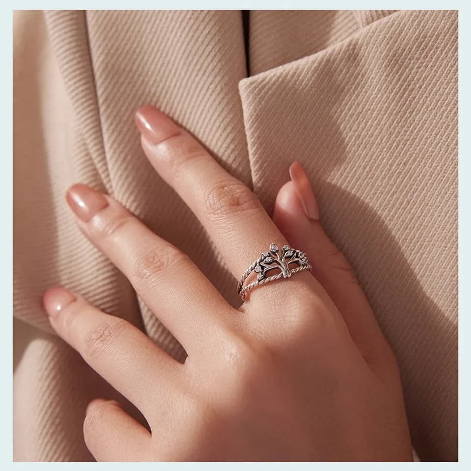 Bague arbre de vie tressée en argent 925 oxydé WOSTU