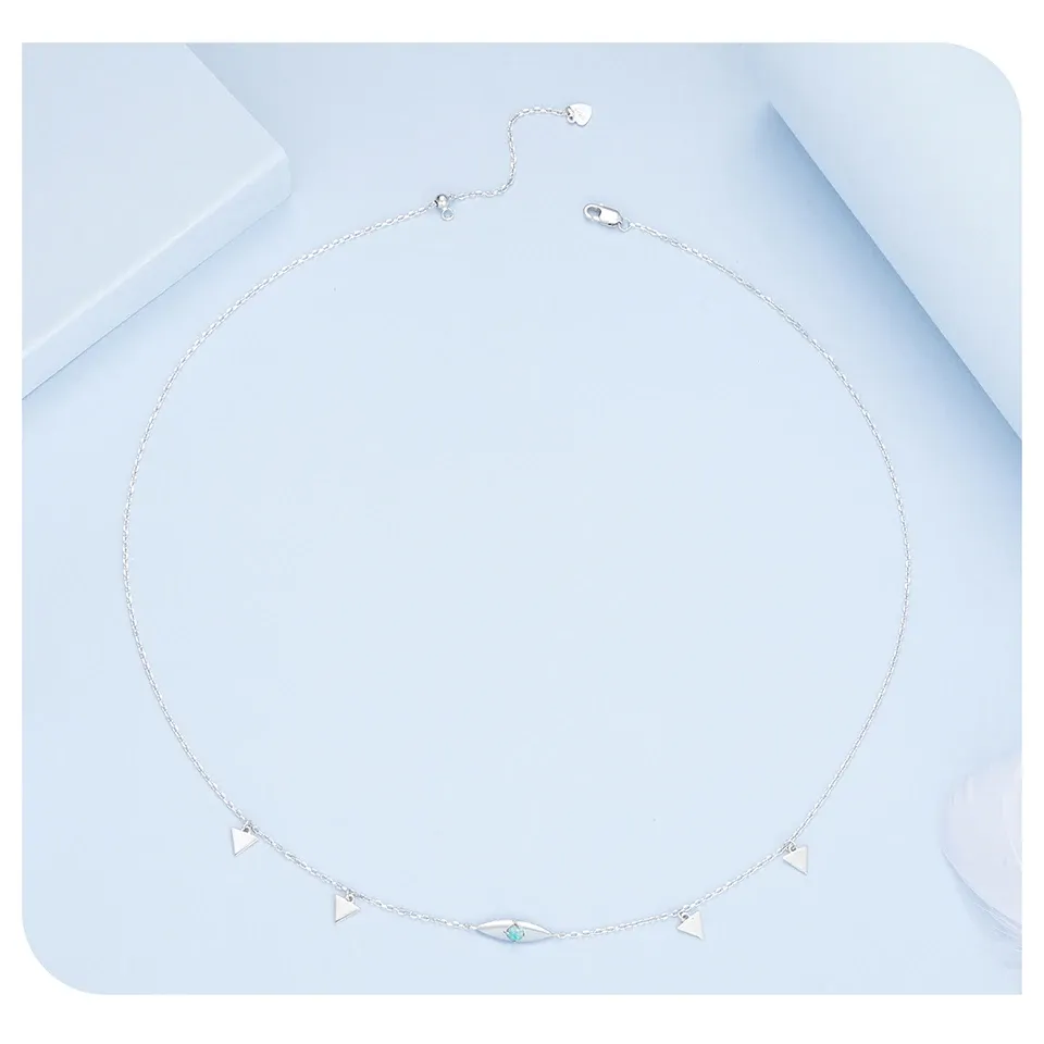 Collier ras-du-cou œil démon en argent 925 avec opale WOSTU
