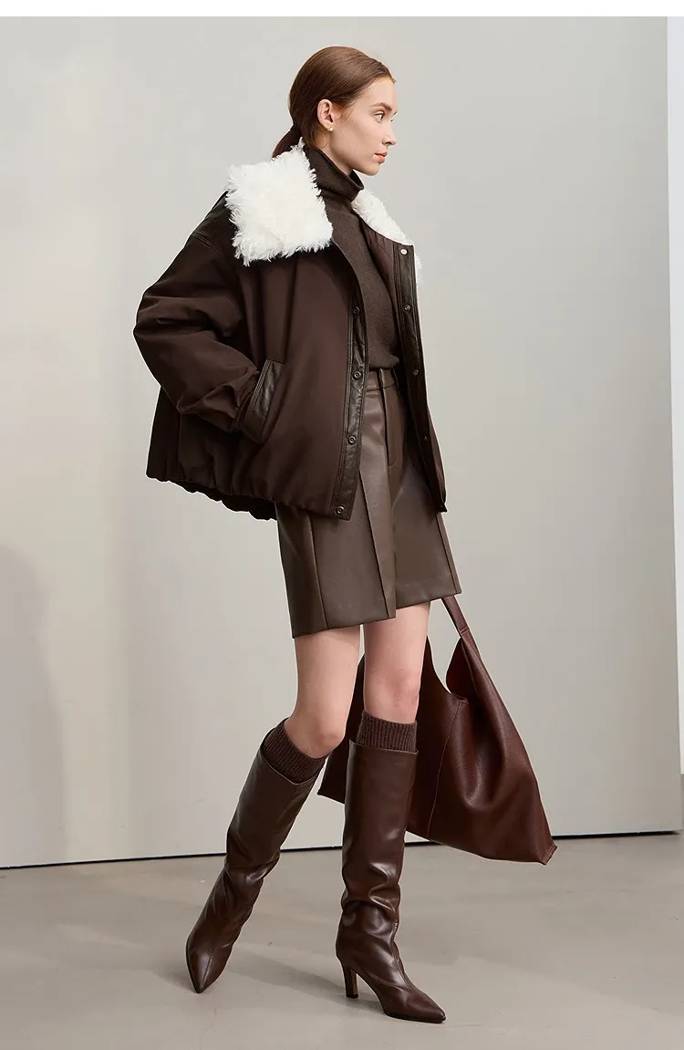 Doudoune courte patchwork RK pour femme, hiver 2025