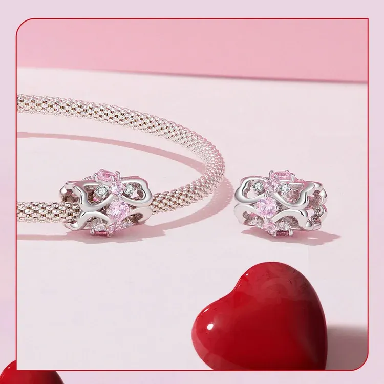 Breloque lune étoilée en argent 925 et verre transparent