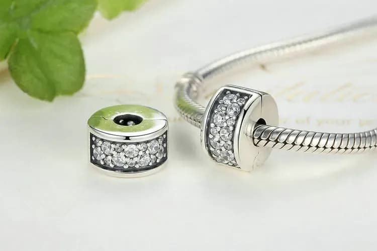 Breloque clip en argent 925 avec zircon WOSTU pour bracelet