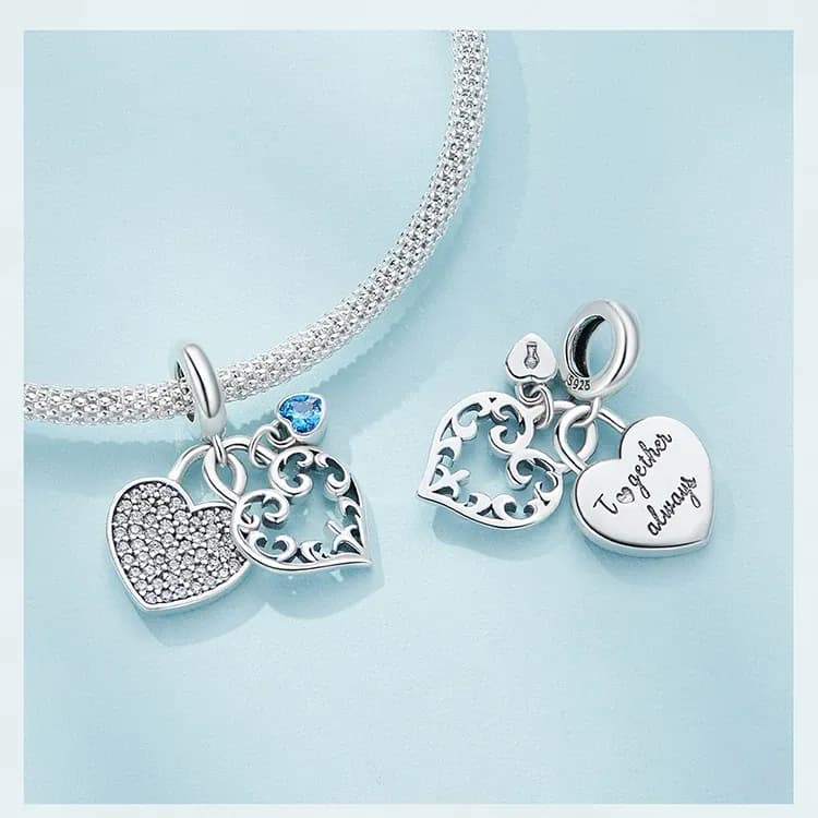 Breloque cœur-couronne en argent 925 WOSTU