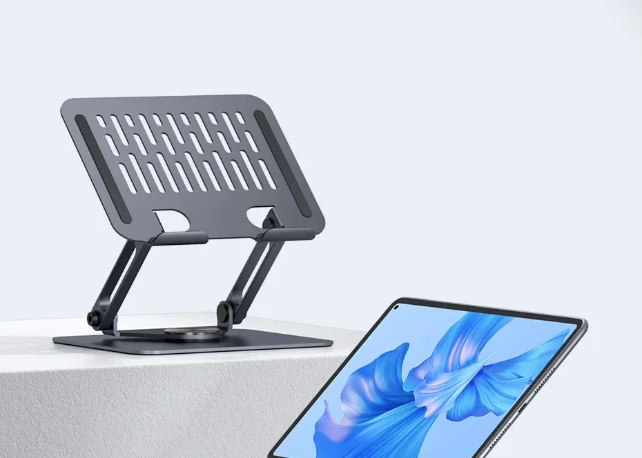 Support tablette rotatif 360° Hagibis en aluminium à double tige