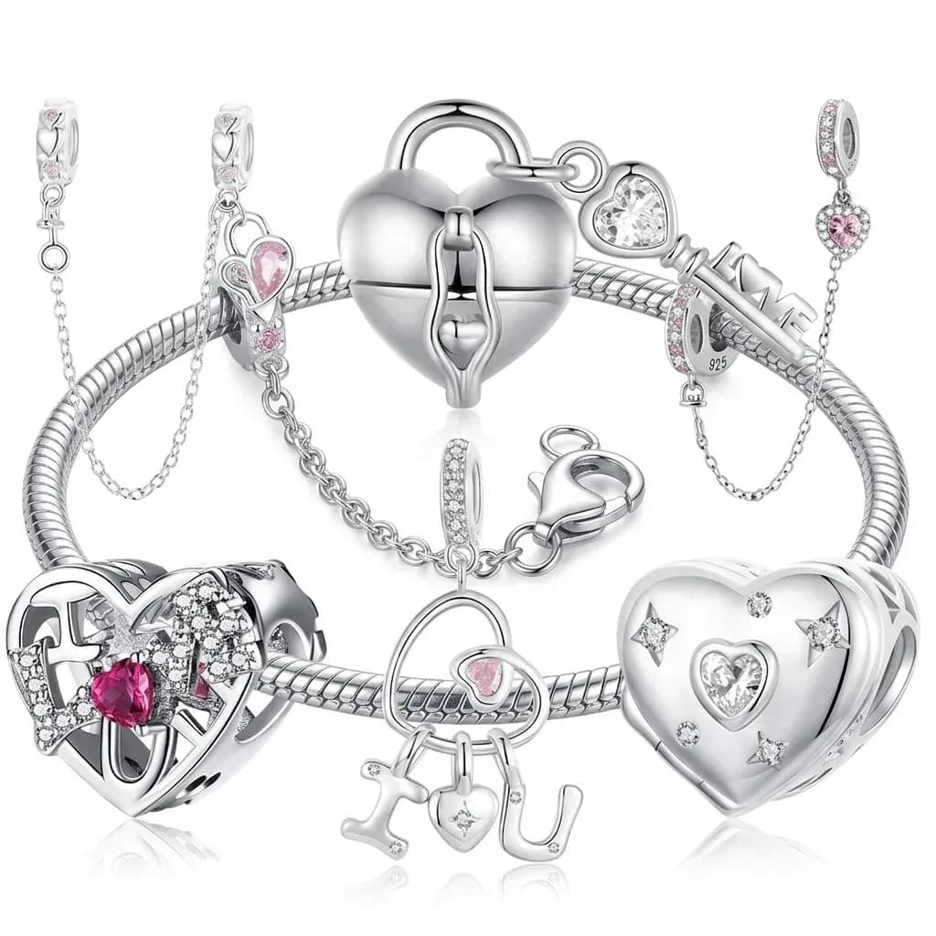 Breloque cœur romantique argent 925 zircon