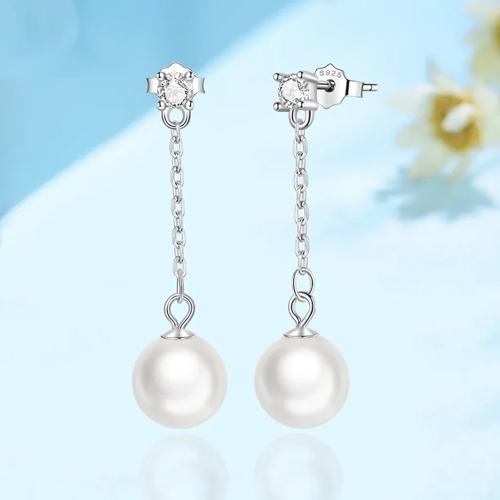 Boucles d’oreilles argent 925 perle pendante
