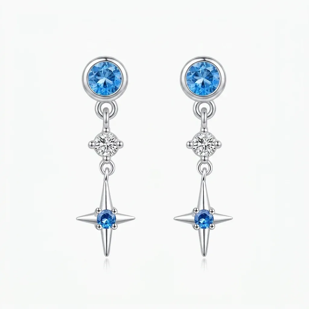 Boucles d’oreilles étoiles argent bleu