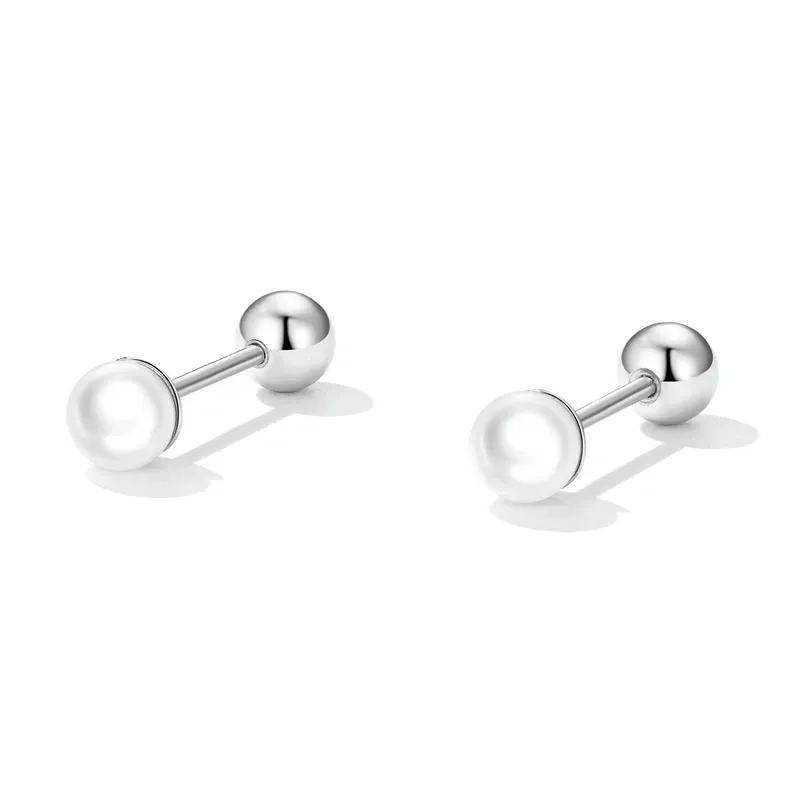 Boucles d’oreilles puces perle d’eau douce en argent 925 plaqué or 14 carats