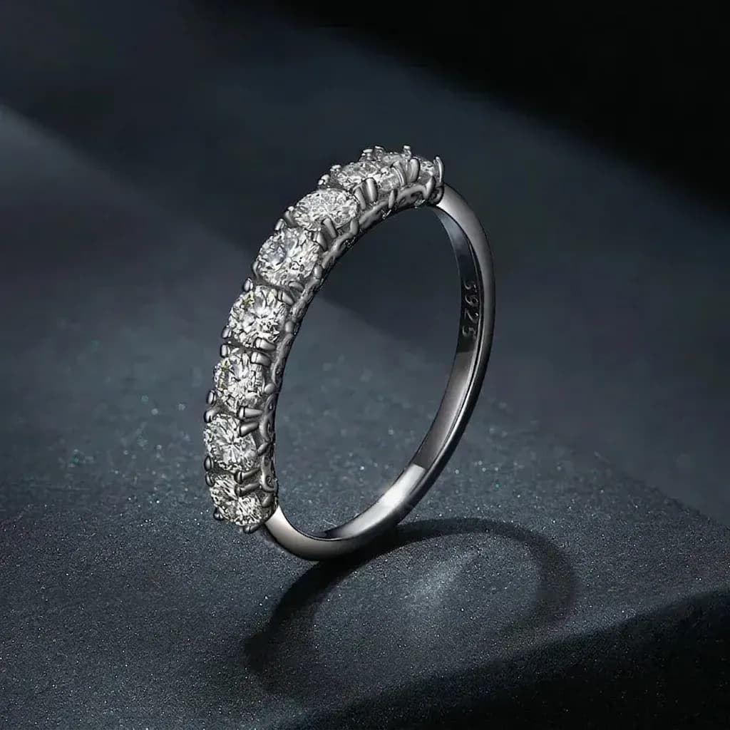 Bague argent 925 moissanite ronde