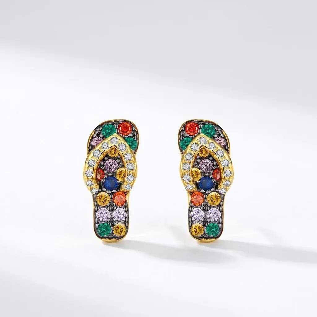 Boucles d’oreilles puces arc-en-ciel argent 925