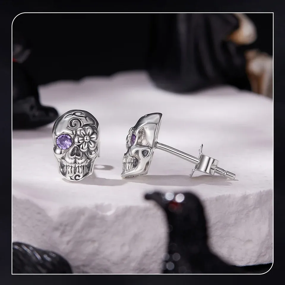 Boucles d’oreilles puces fantaisie Halloween en argent 925 WOSTU