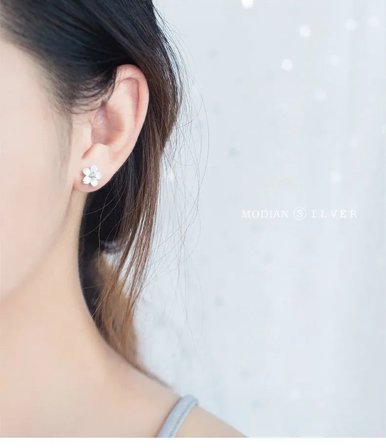 Boucles d’oreilles fleur en argent 925 et céramique MODIAN