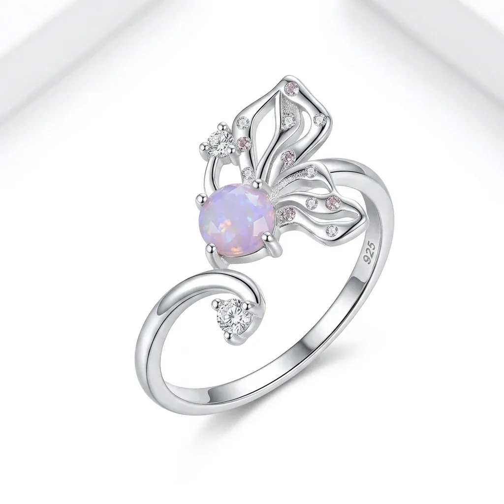 Bague papillon ouverte argent 925 zircon