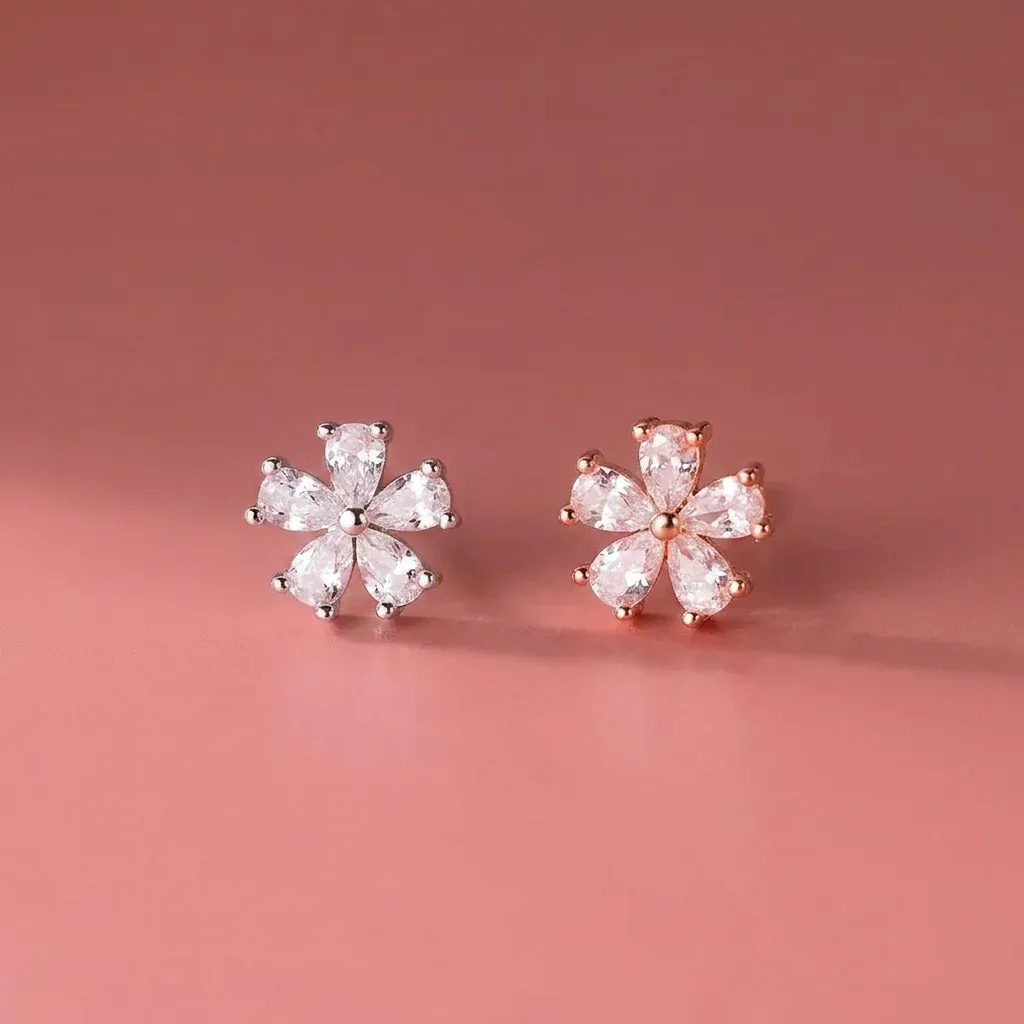 Boucles d’oreilles fleur argent 925 zircon